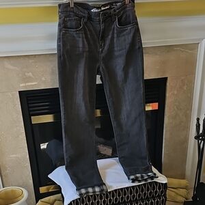 Eddie Bauer Women's Boyfriend Flannel Lined Jeans Size 8 Tall